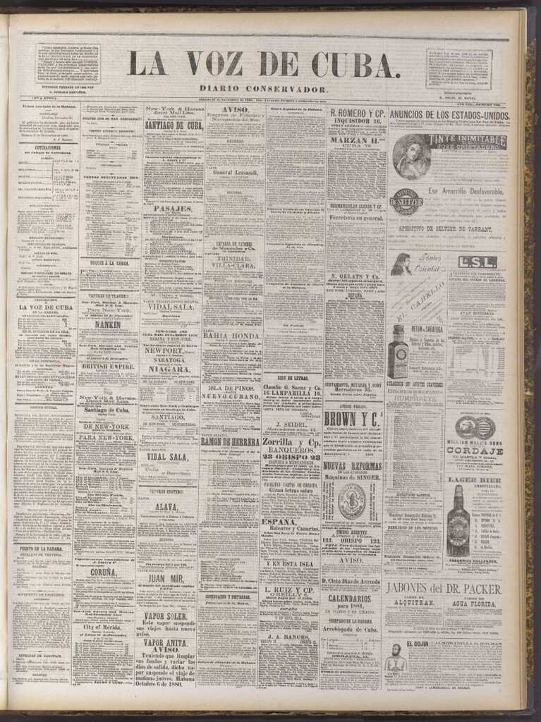 Miniatura de La Voz de Cuba: diario conservador del 27 de noviembre de 1880