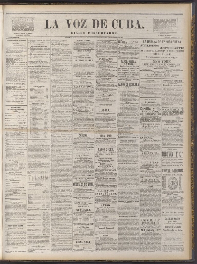 Miniatura de La Voz de Cuba: diario conservador del 28 de noviembre de 1880
