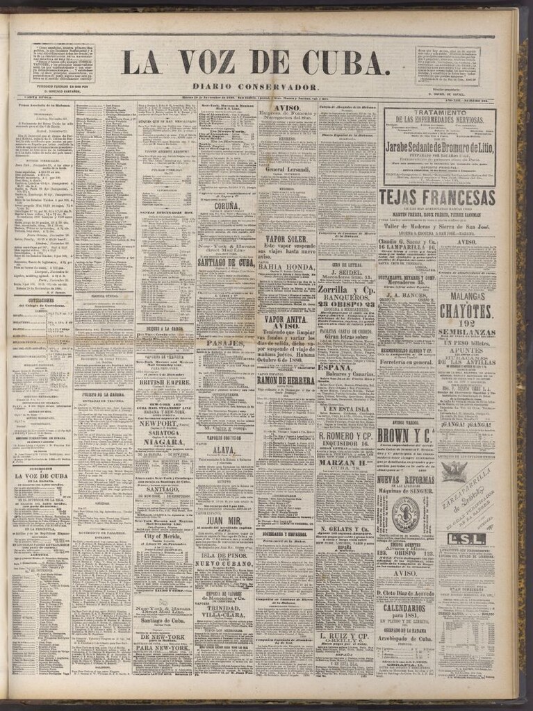 Miniatura de La Voz de Cuba: diario conservador del 30 de noviembre de 1880