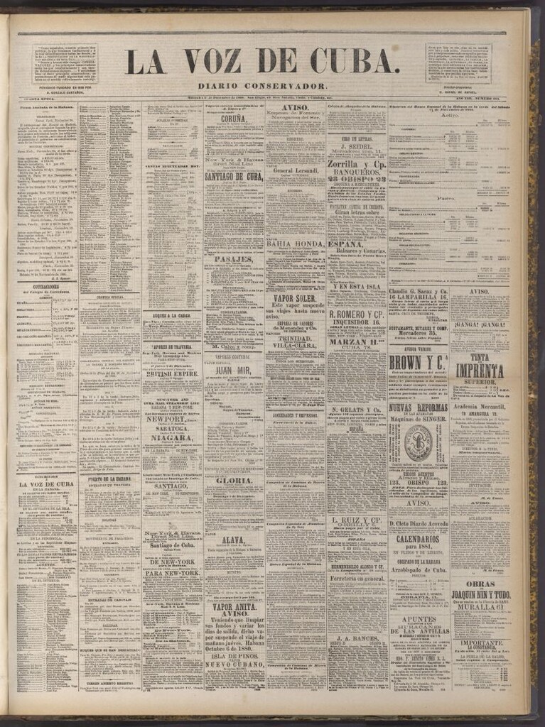 Miniatura de La Voz de Cuba: diario conservador del 1 de diciembre de 1880