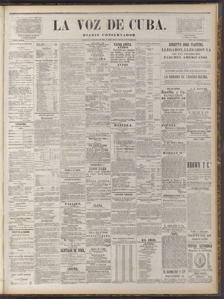 Miniatura de La Voz de Cuba: diario conservador del 5 de diciembre de 1880