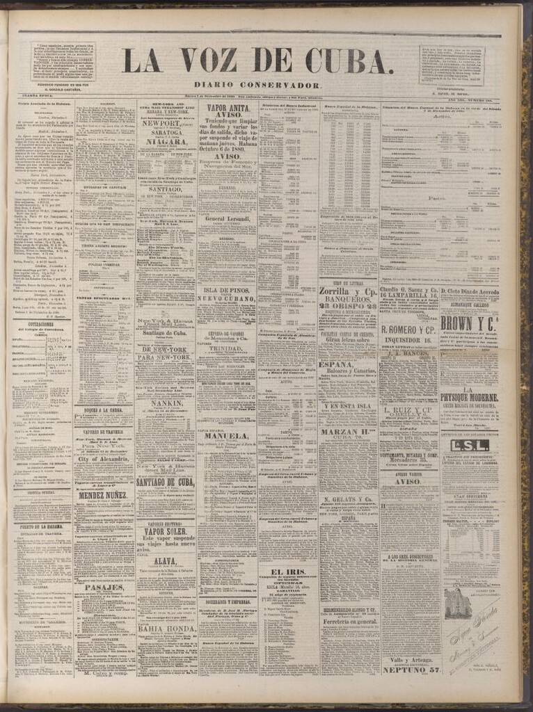 Miniatura de La Voz de Cuba: diario conservador del 7 de diciembre de 1880