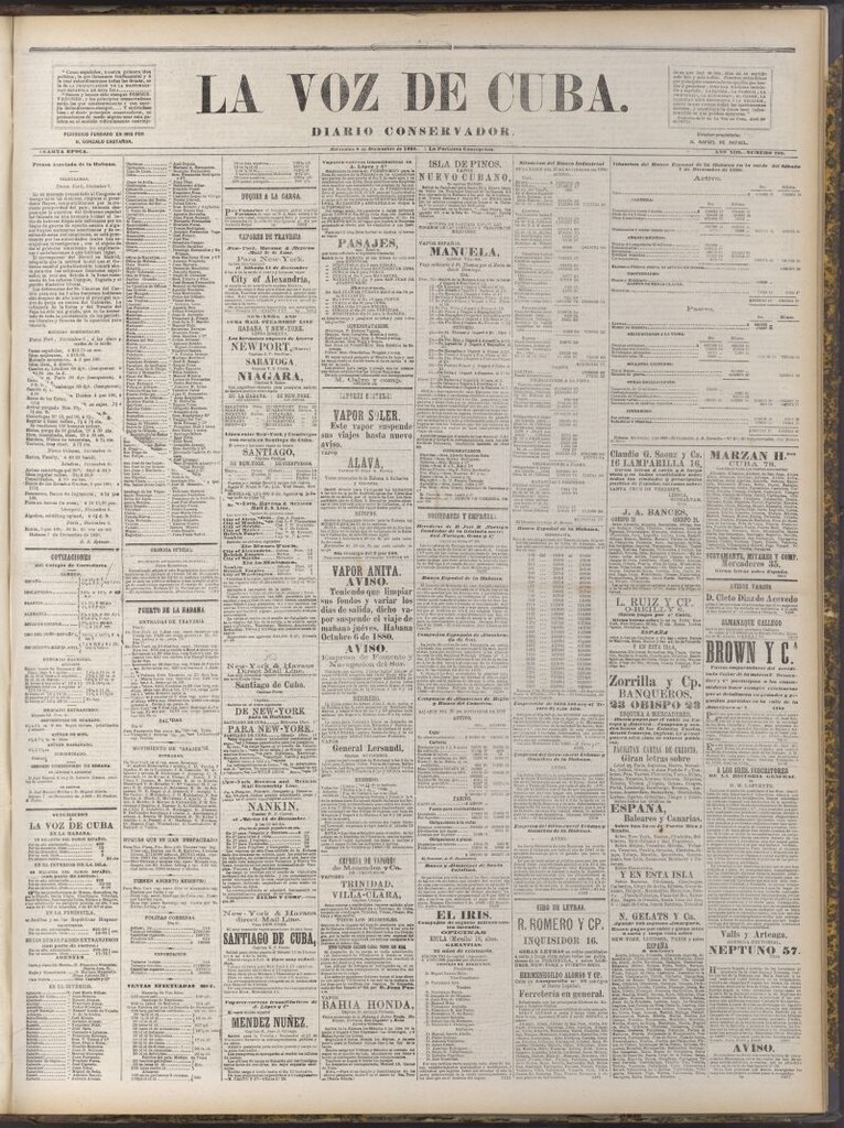 Miniatura de La Voz de Cuba: diario conservador del 8 de diciembre de 1880