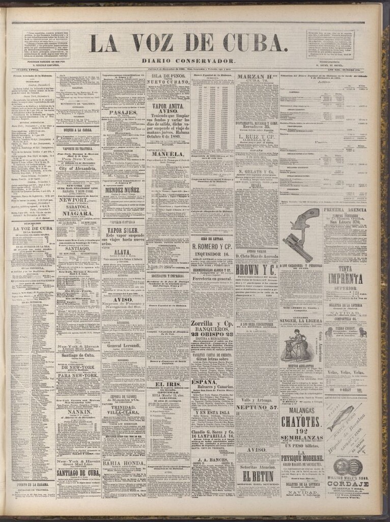 Miniatura de La Voz de Cuba: diario conservador del 9 de diciembre de 1880
