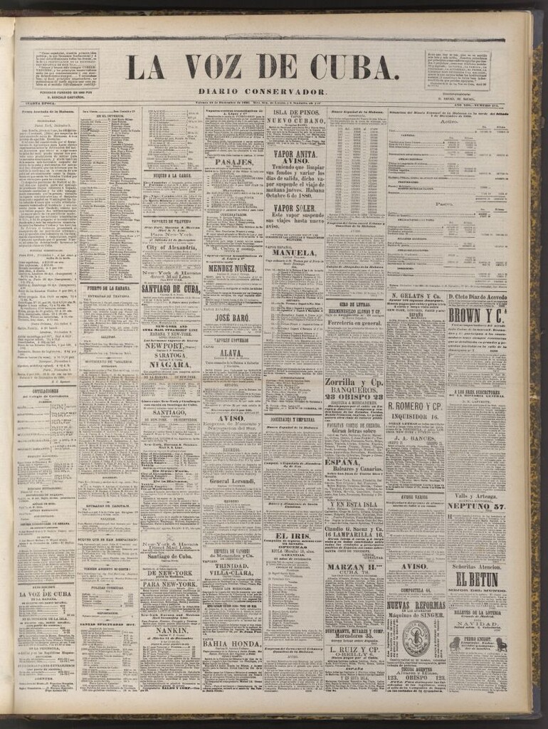 Miniatura de La Voz de Cuba: diario conservador del 10 de diciembre de 1880