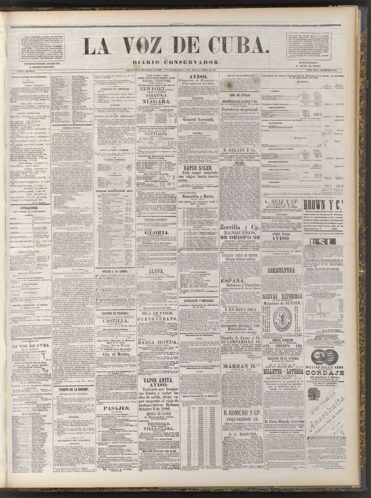Miniatura de La Voz de Cuba: diario conservador del 16 de diciembre de 1880