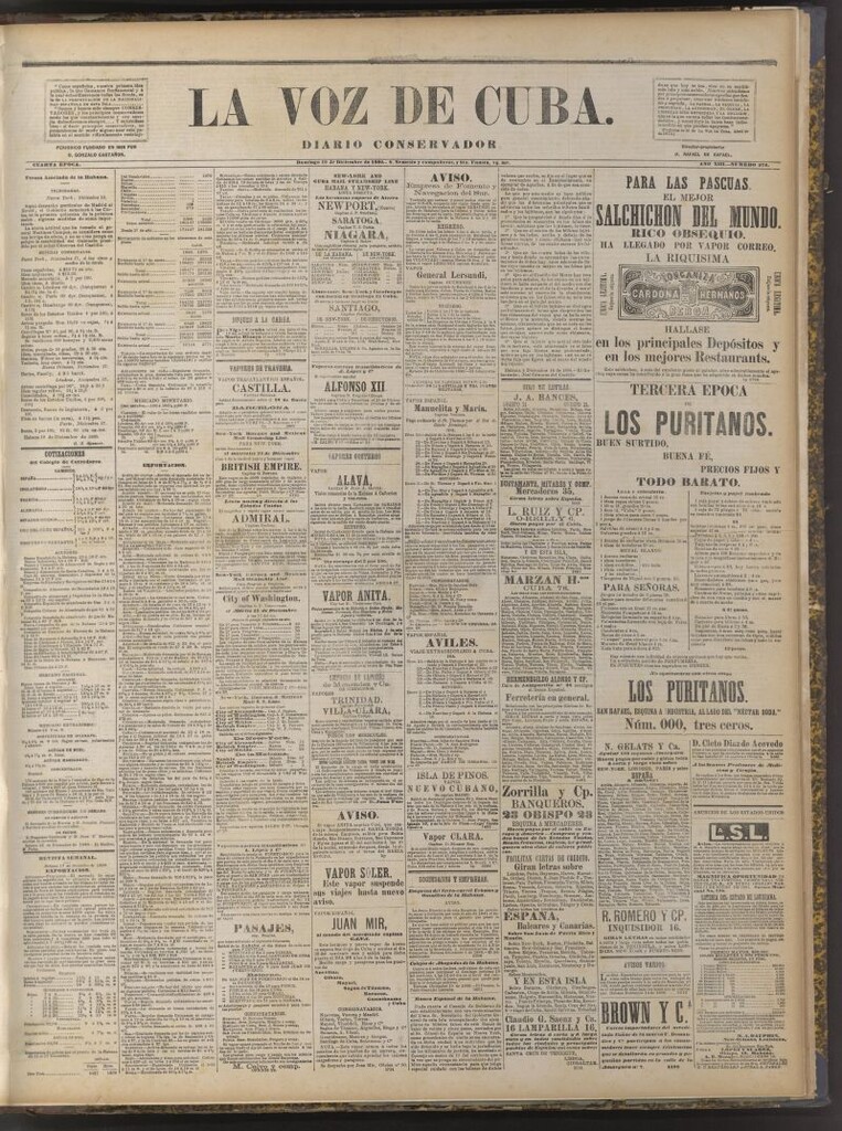 Miniatura de La Voz de Cuba: diario conservador del 19 de diciembre de 1880