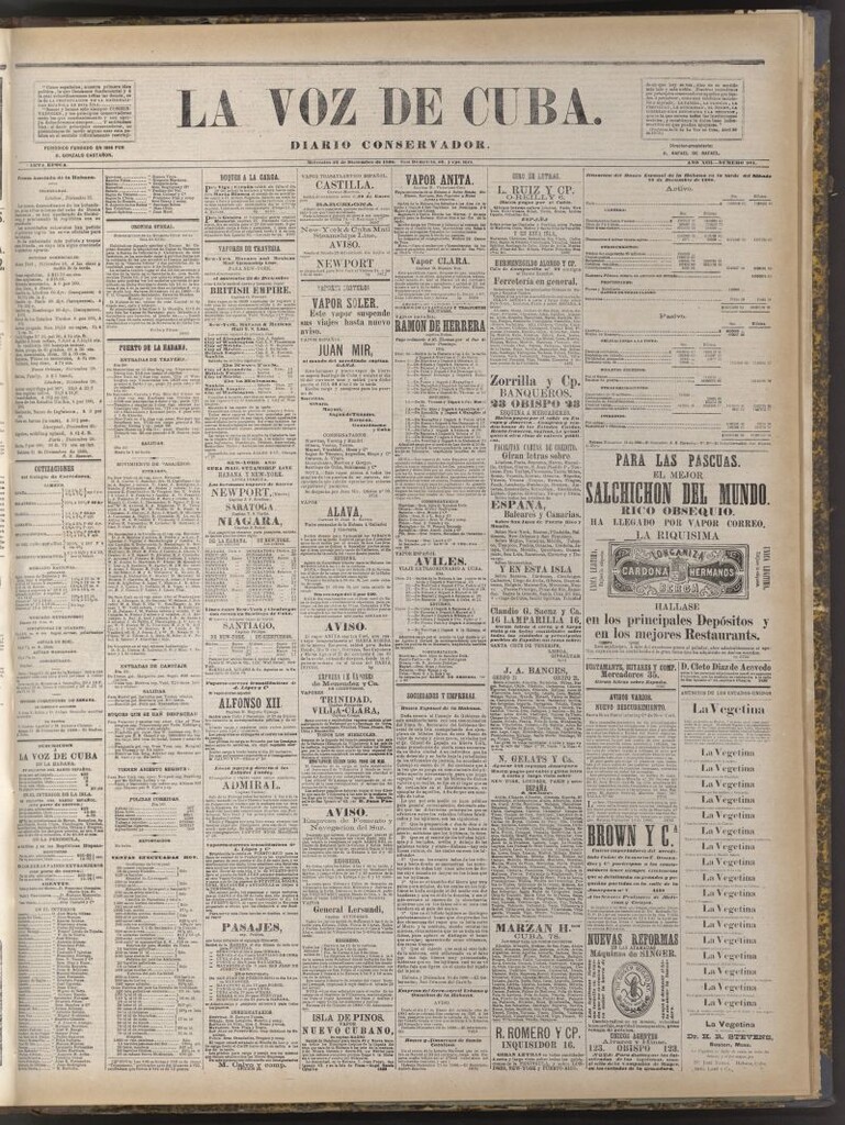 Miniatura de La Voz de Cuba: diario conservador del 22 de diciembre de 1880