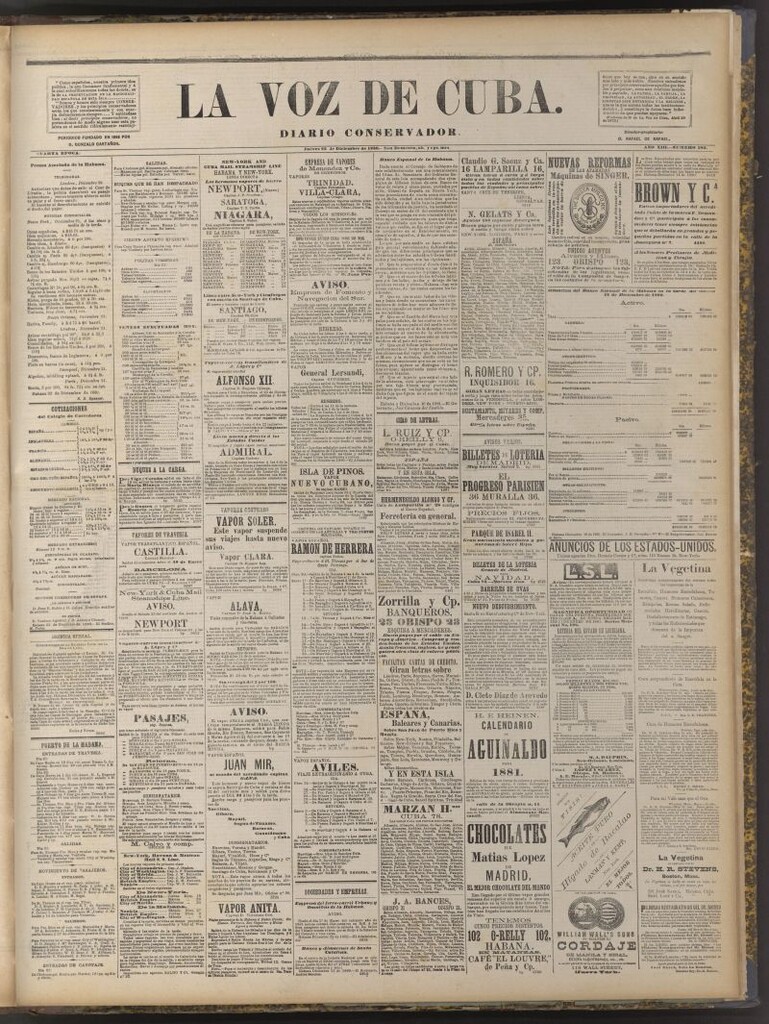 Miniatura de La Voz de Cuba: diario conservador del 23 de diciembre de 1880