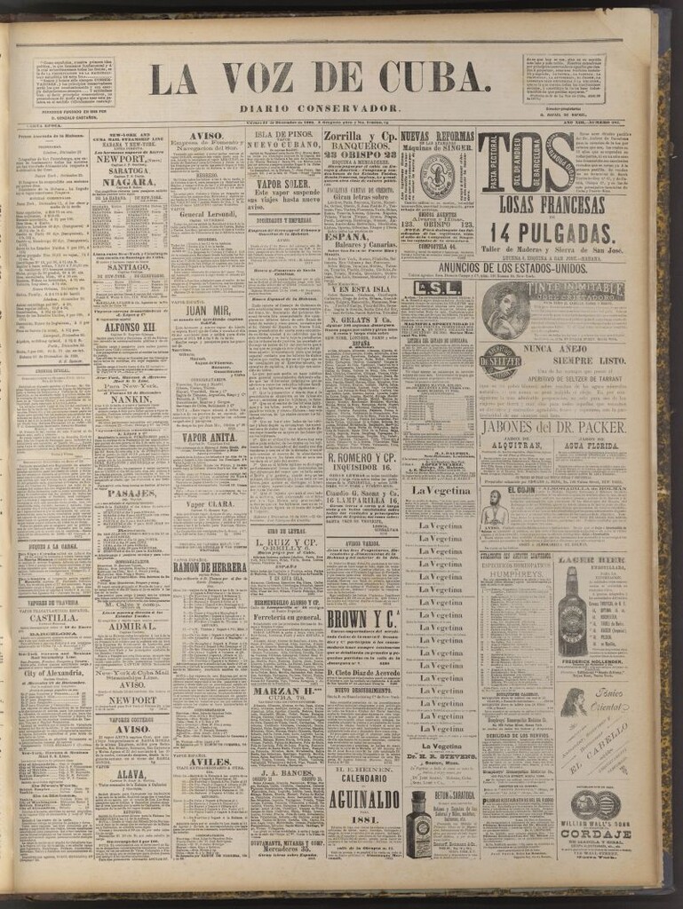 Miniatura de La Voz de Cuba: diario conservador del 24 de diciembre de 1880
