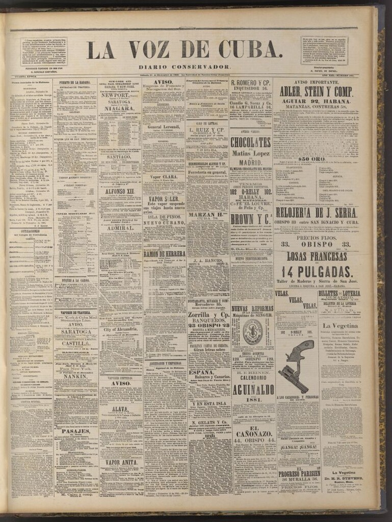 Miniatura de La Voz de Cuba: diario conservador del 25 de diciembre de 1880
