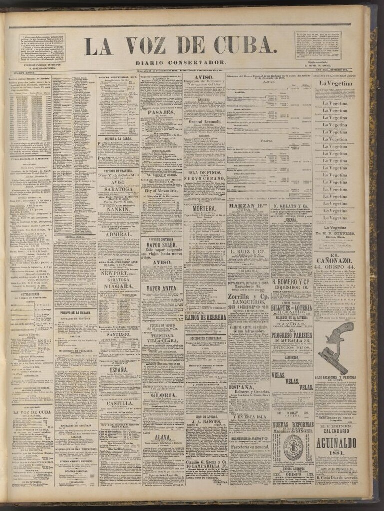Miniatura de La Voz de Cuba: diario conservador del 29 de diciembre de 1880