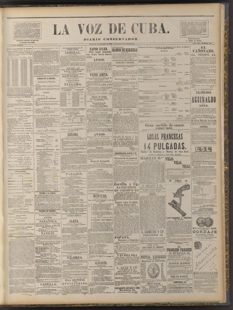 Miniatura de La Voz de Cuba: diario conservador del 30 de diciembre de 1880