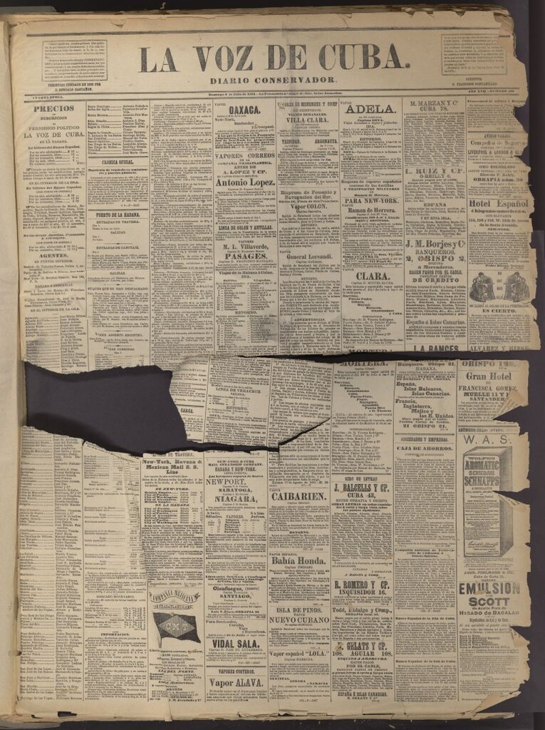Miniatura de La Voz de Cuba: diario conservador del 6 de julio de 1884