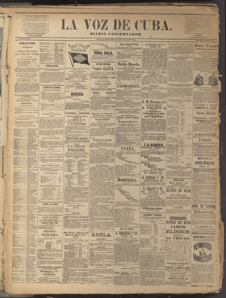 Miniatura de La Voz de Cuba: diario conservador del 8 de julio de 1884