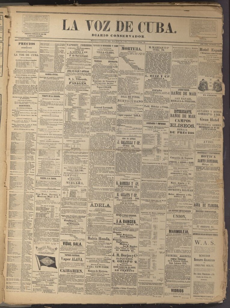 Miniatura de La Voz de Cuba: diario conservador del 9 de julio de 1884