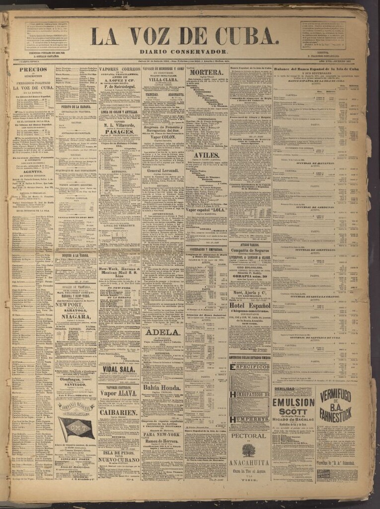 Miniatura de La Voz de Cuba: diario conservador del 10 de julio de 1884