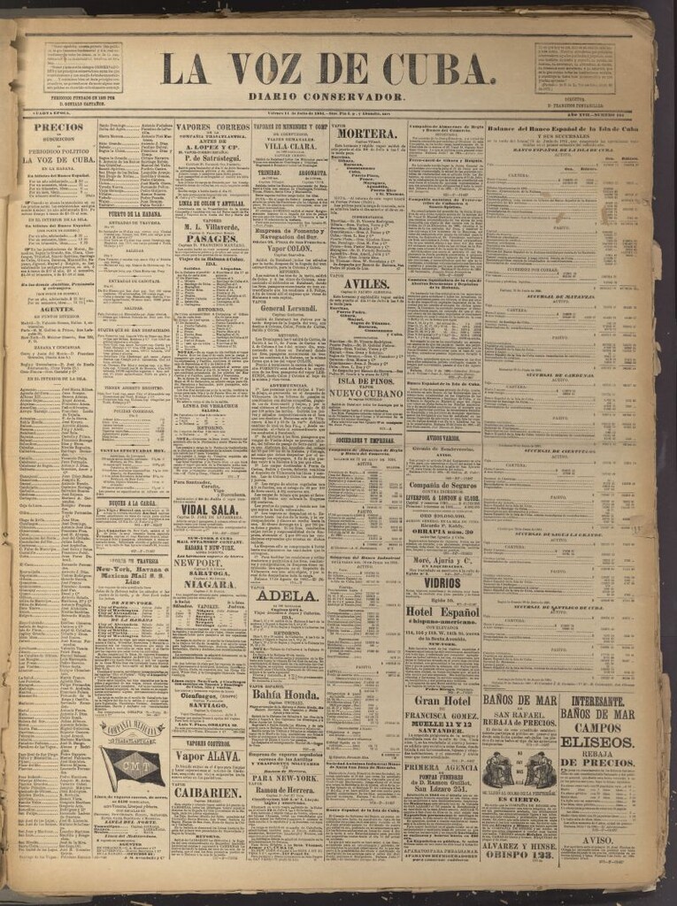 Miniatura de La Voz de Cuba: diario conservador del 11 de julio de 1884