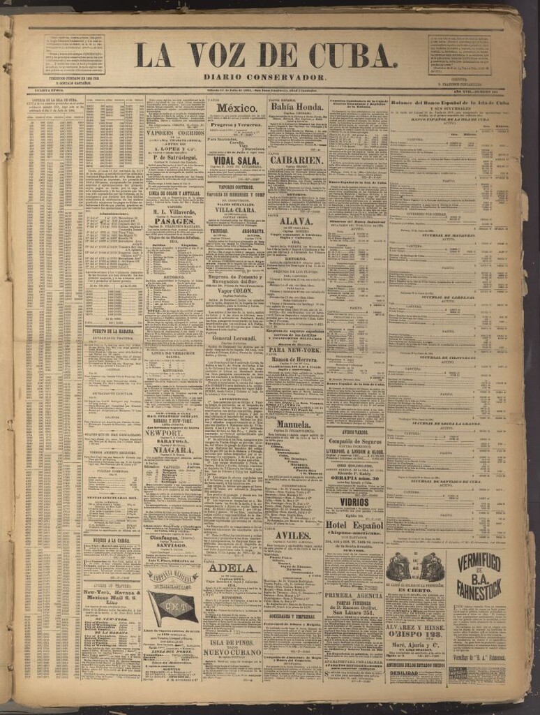 Miniatura de La Voz de Cuba: diario conservador del 12 de julio de 1884