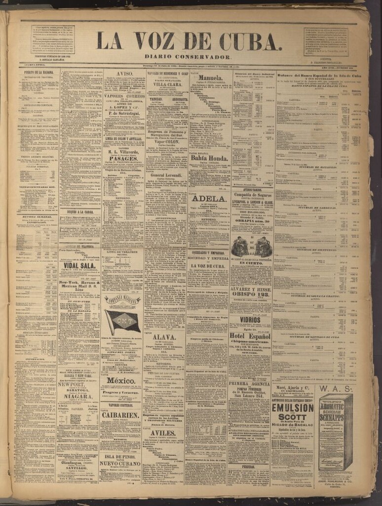 Miniatura de La Voz de Cuba: diario conservador del 13 de julio de 1884