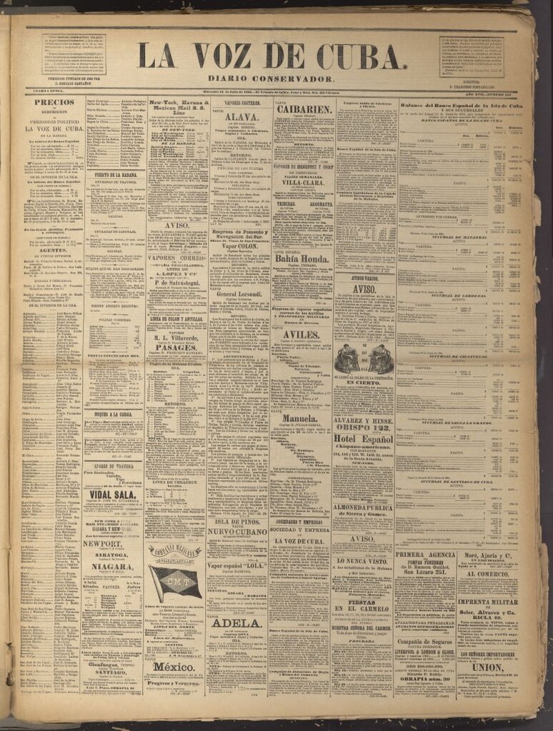 Miniatura de La Voz de Cuba: diario conservador del 16 de julio de 1884