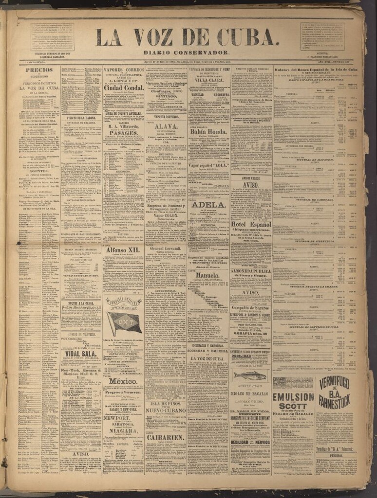 Miniatura de La Voz de Cuba: diario conservador del 17 de julio de 1884