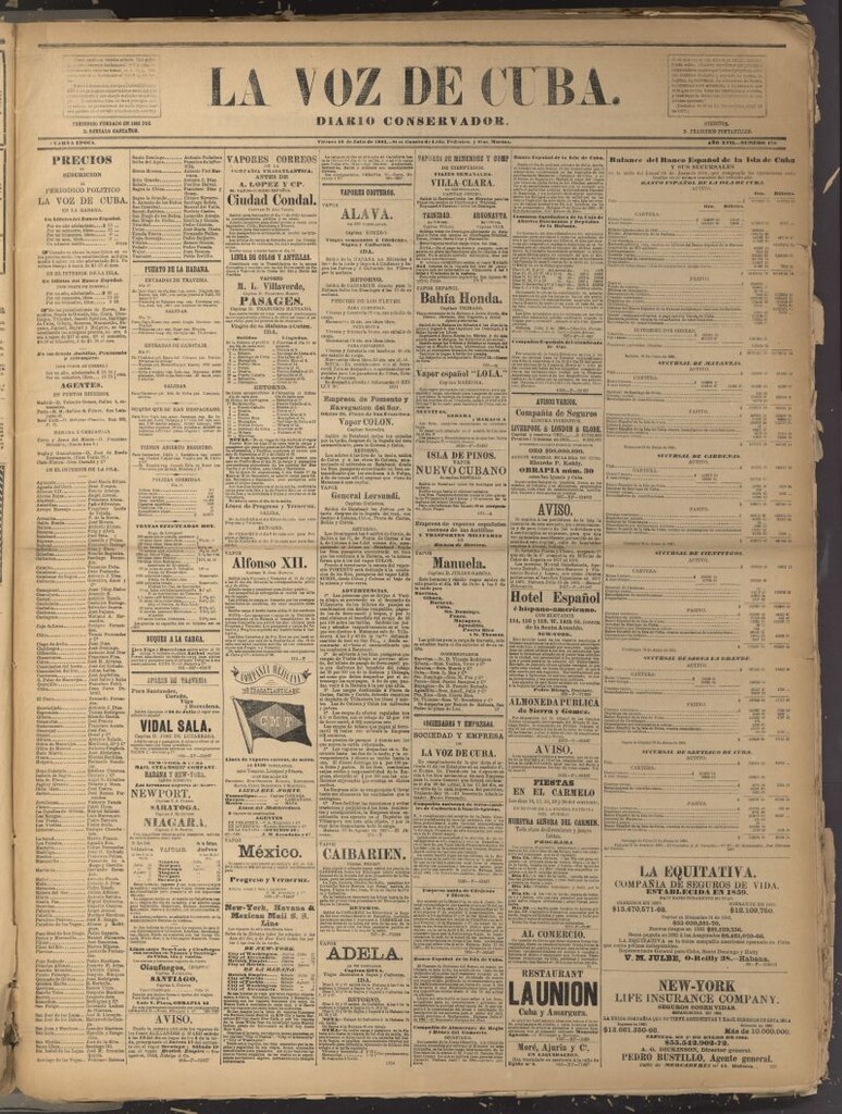 Miniatura de La Voz de Cuba: diario conservador del 18 de julio de 1884