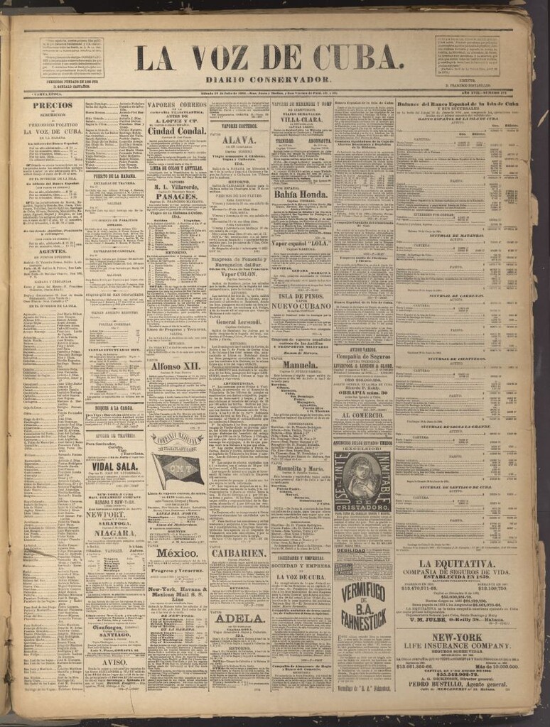 Miniatura de La Voz de Cuba: diario conservador del 19 de julio de 1884