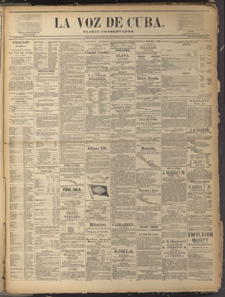 Miniatura de La Voz de Cuba: diario conservador del 20 de julio de 1884