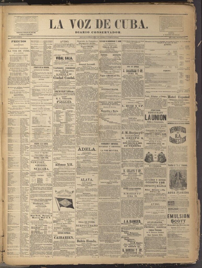 Miniatura de La Voz de Cuba: diario conservador del 24 de julio de 1884