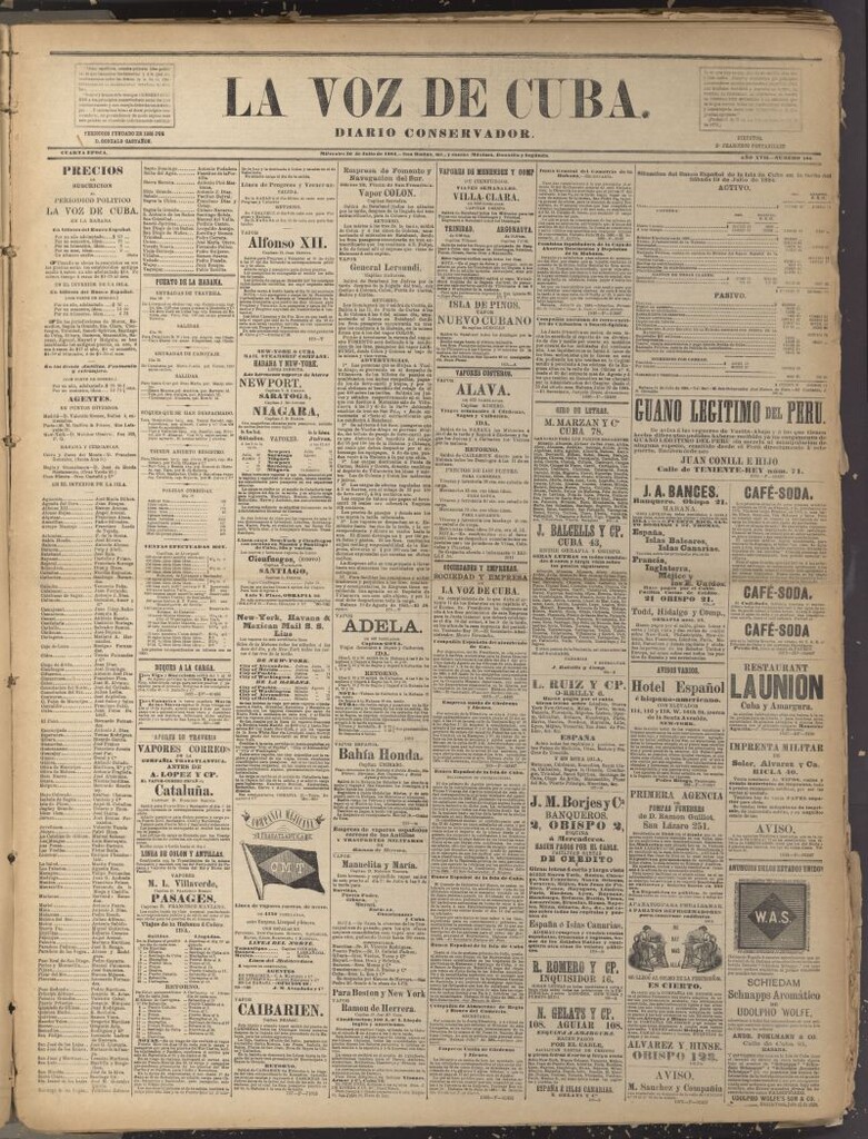 Miniatura de La Voz de Cuba: diario conservador del 30 de julio de 1884