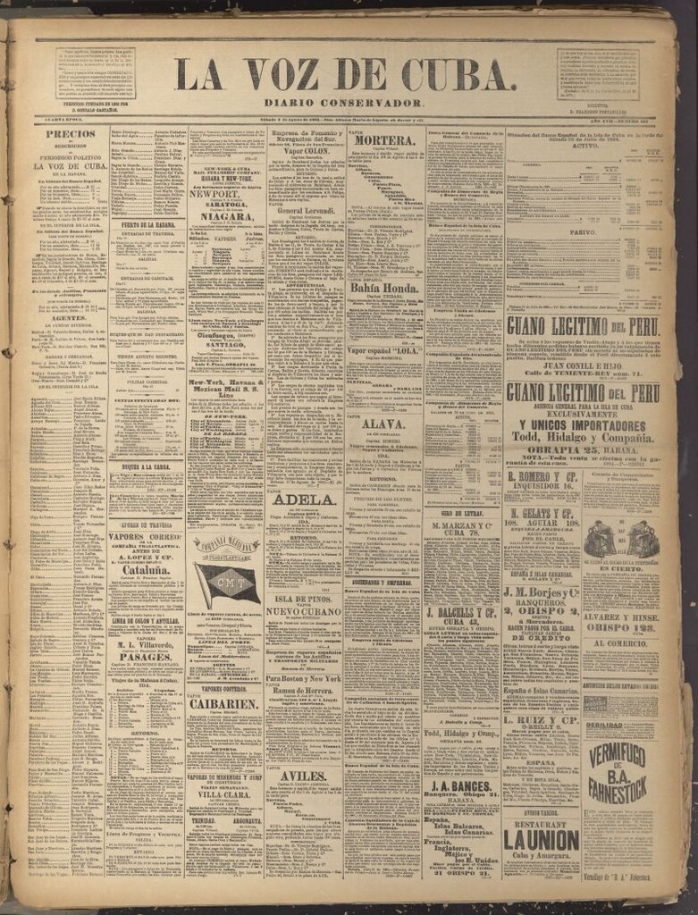 Miniatura de La Voz de Cuba: diario conservador del 2 de agosto de 1884