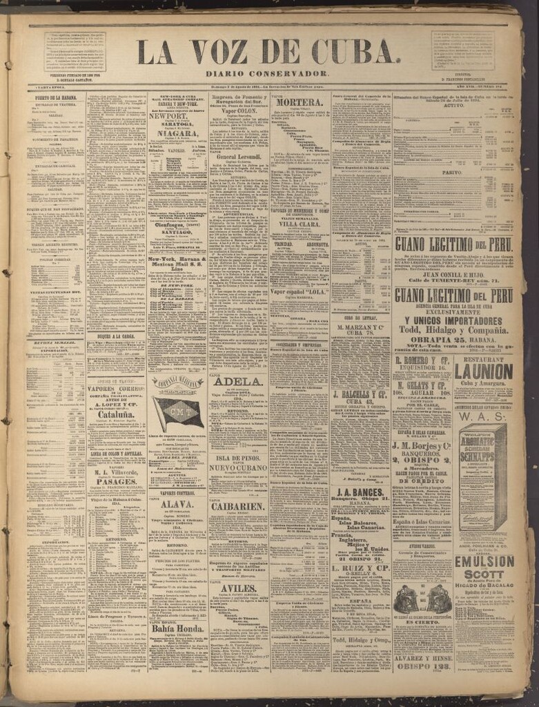 Miniatura de La Voz de Cuba: diario conservador del 3 de agosto de 1884