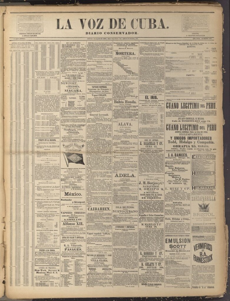 Miniatura de La Voz de Cuba: diario conservador del 7 de agosto de 1884