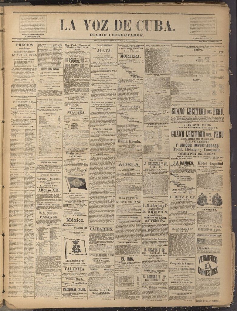 Miniatura de La Voz de Cuba: diario conservador del 9 de agosto de 1884