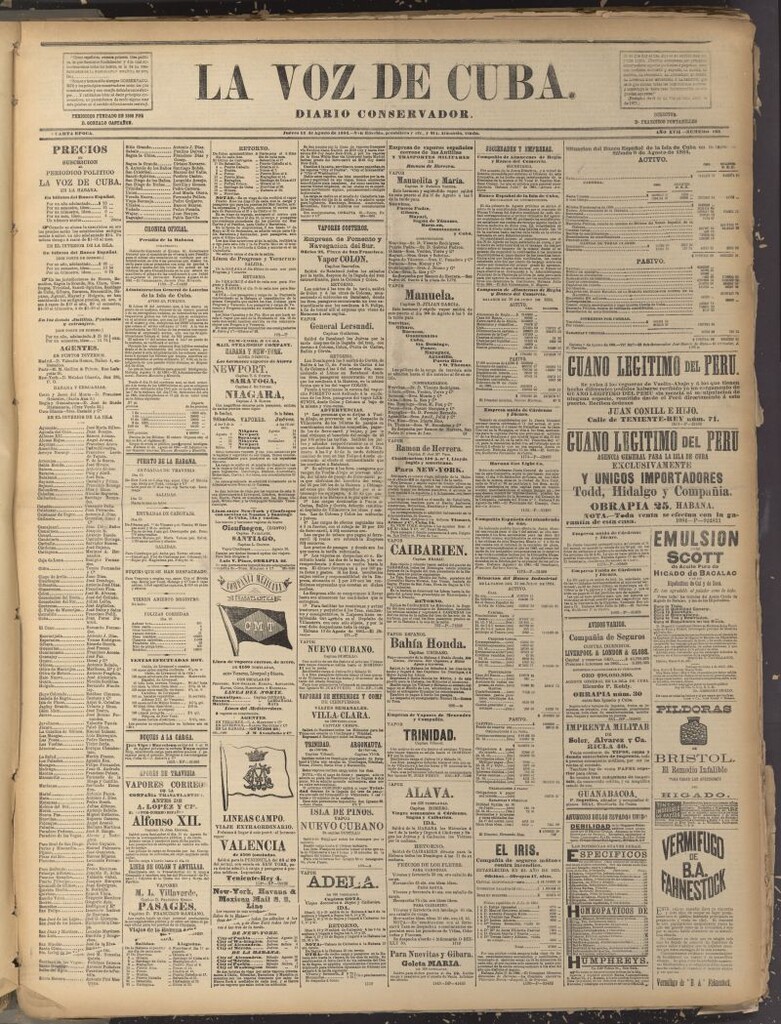 Miniatura de La Voz de Cuba: diario conservador del 14 de agosto de 1884