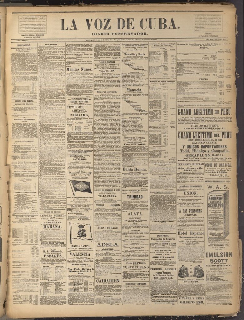 Miniatura de La Voz de Cuba: diario conservador del 17 de agosto de 1884