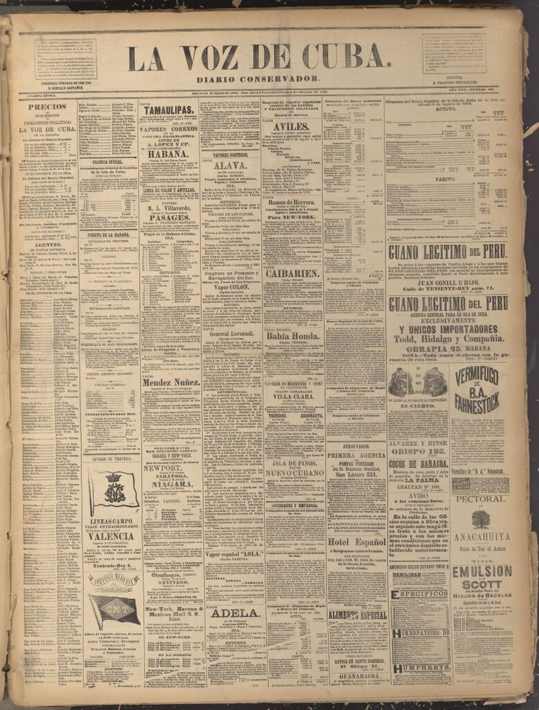 Miniatura de La Voz de Cuba: diario conservador del 21 de agosto de 1884