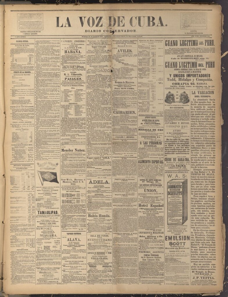 Miniatura de La Voz de Cuba: diario conservador del 24 de agosto de 1884