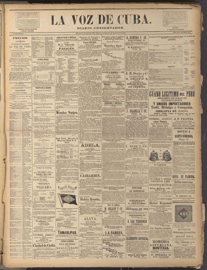 Miniatura de La Voz de Cuba: diario conservador del 27 de agosto de 1884