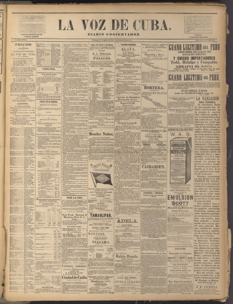 Miniatura de La Voz de Cuba: diario conservador del 31 de agosto de 1884
