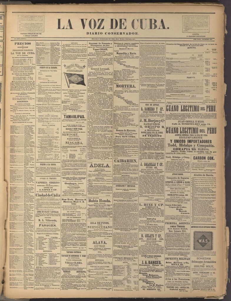 Miniatura de La Voz de Cuba: diario conservador del 3 de septiembre de 1884