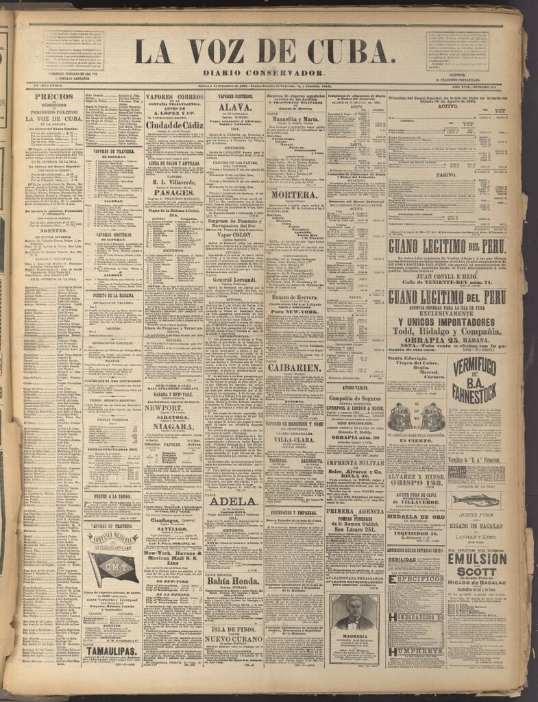 Miniatura de La Voz de Cuba: diario conservador del 4 de septiembre de 1884