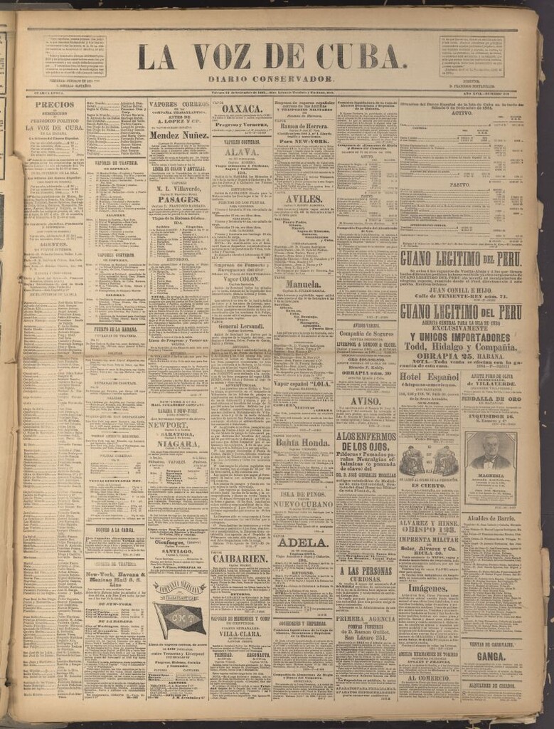 Miniatura de La Voz de Cuba: diario conservador del 12 de septiembre de 1884