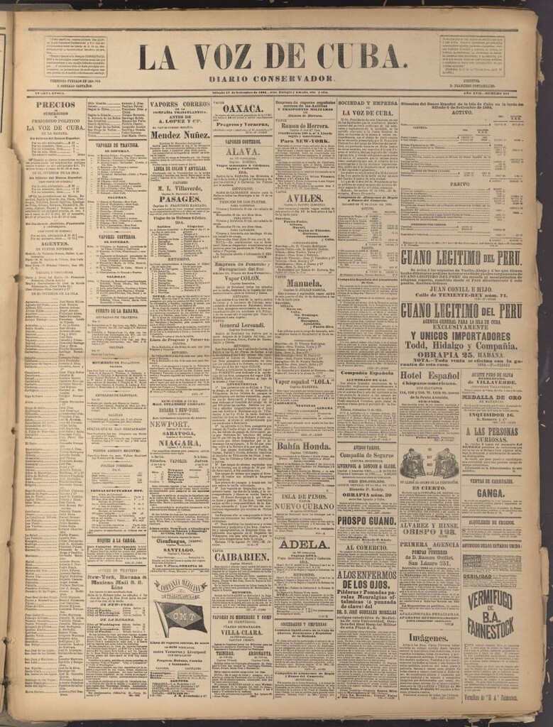 Miniatura de La Voz de Cuba: diario conservador del 13 de septiembre de 1884