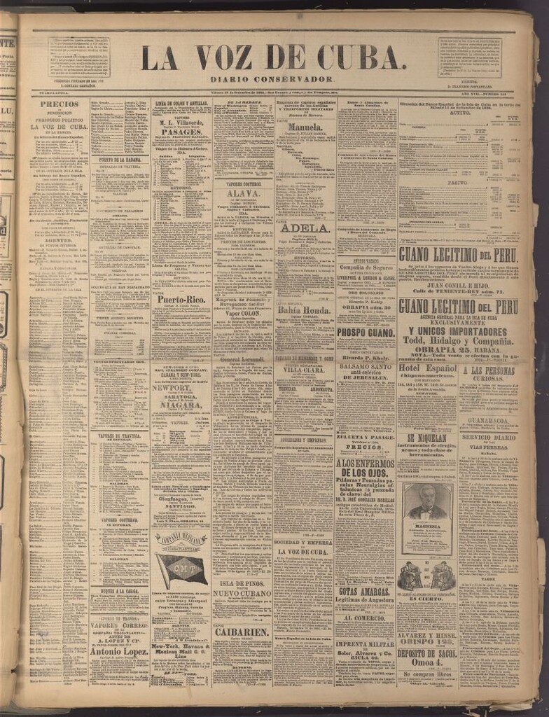 Miniatura de La Voz de Cuba: diario conservador del 19 de septiembre de 1884