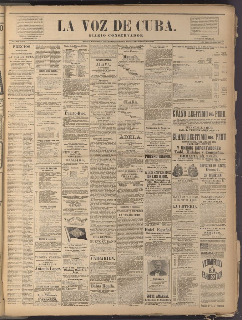 Miniatura de La Voz de Cuba: diario conservador del 20 de septiembre de 1884