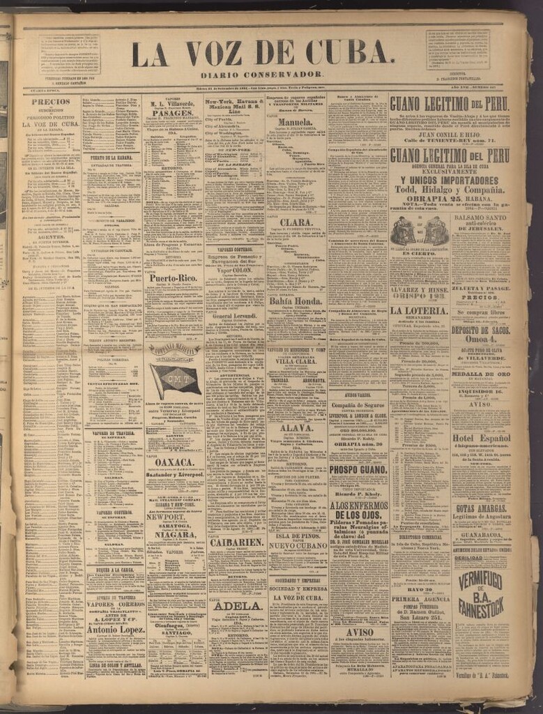 Miniatura de La Voz de Cuba: diario conservador del 23 de septiembre de 1884