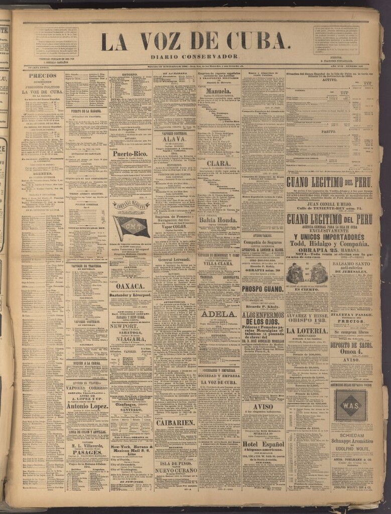 Miniatura de La Voz de Cuba: diario conservador del 24 de septiembre de 1884