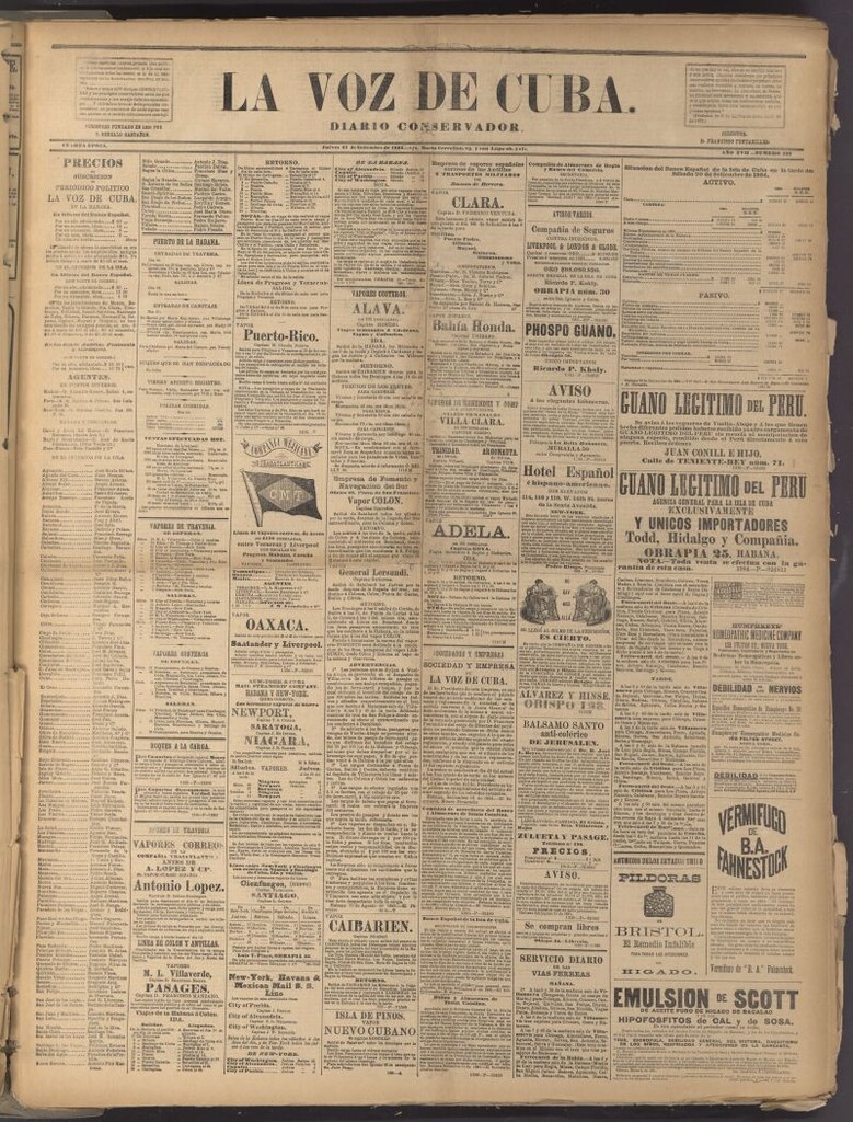 Miniatura de La Voz de Cuba: diario conservador del 25 de septiembre de 1884